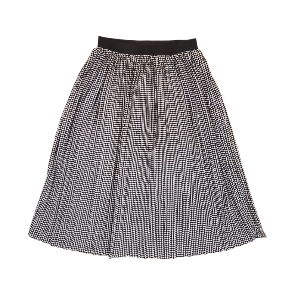 Cynthia Rowley Women's Black White Checkered Sparkle‎ Pleated Skirt Medium